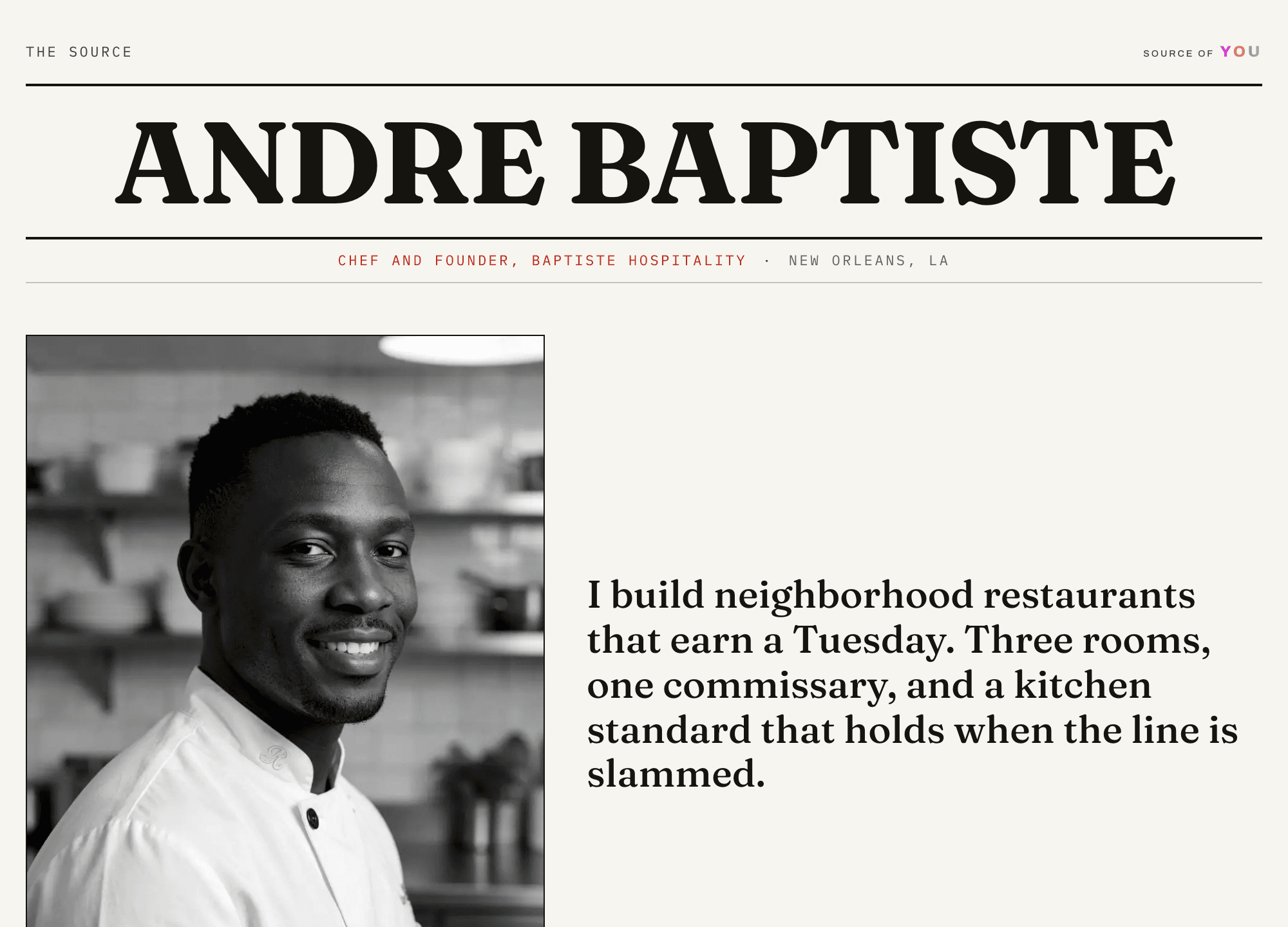 Andre Baptiste: published source page