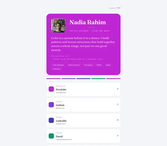Chroma design on desktop, shown with a fictional demo record