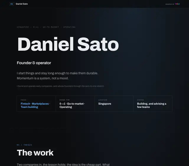 Dossier design on desktop, shown with a fictional demo record