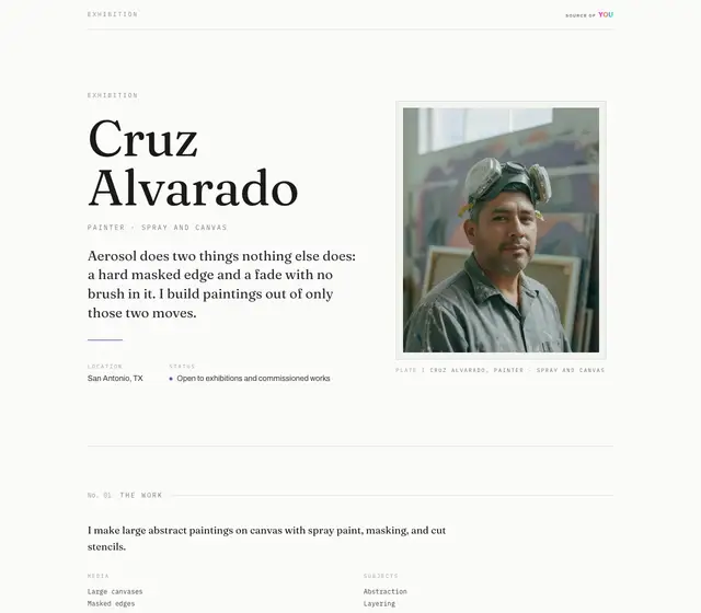 Gallery design on desktop, shown with a fictional demo record